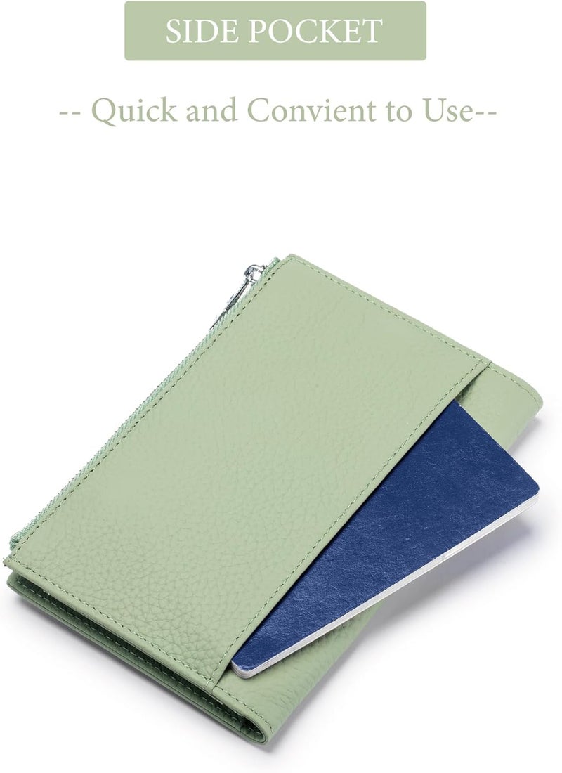 EutDett RFID Passport Wallet for Women, Slim Leather Passport Holder for Travel, Compact Travel Wallet with Zippered Coins Pocket and SIM Slots, Ladies Passport Cover - Image 5